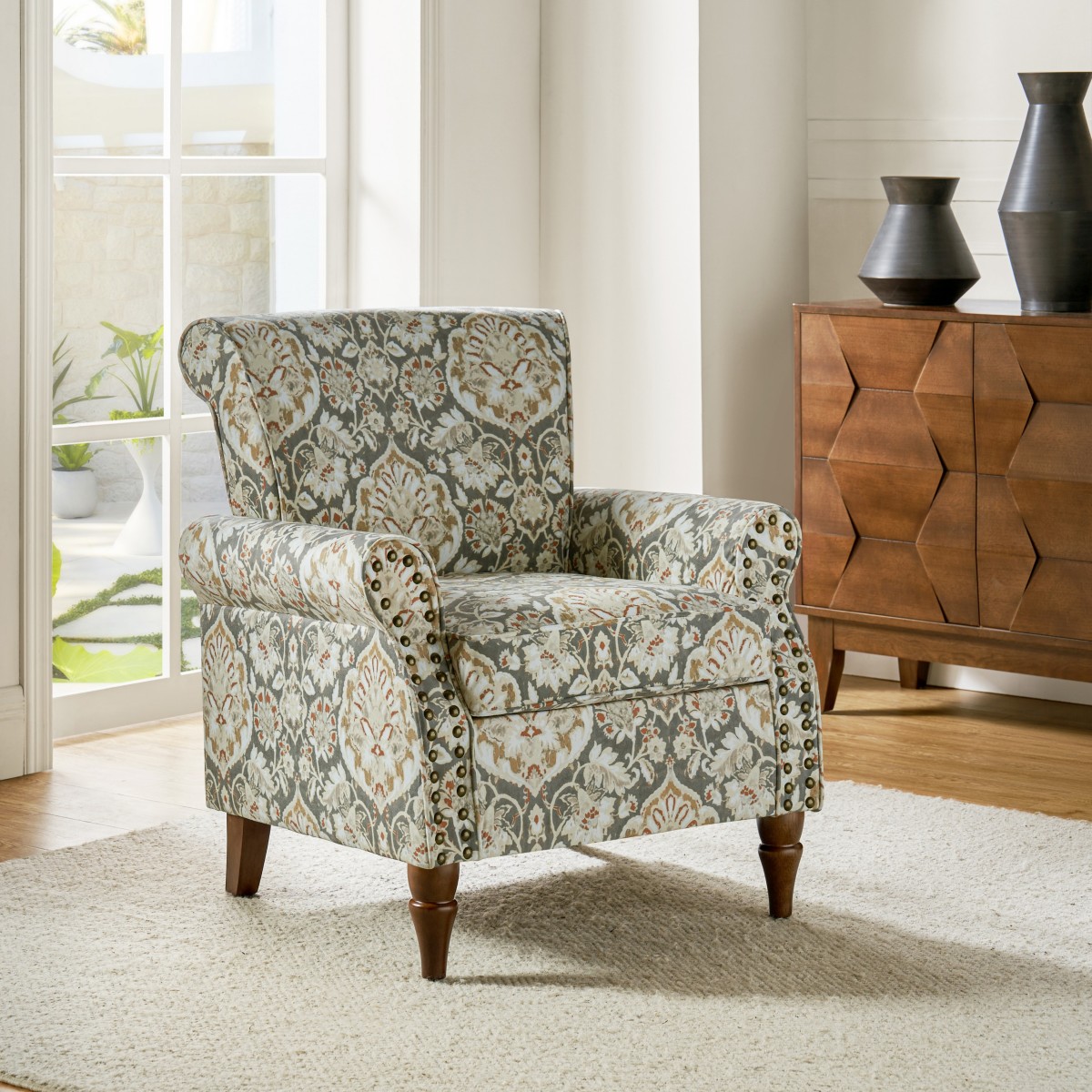 Artemisa Modern Floral Pattern Upholstered Armchair