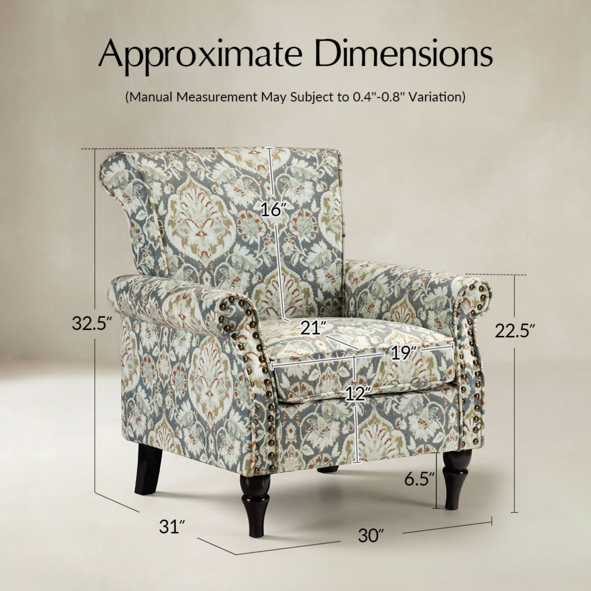 Artemisa Modern Floral Pattern Upholstered Armchair