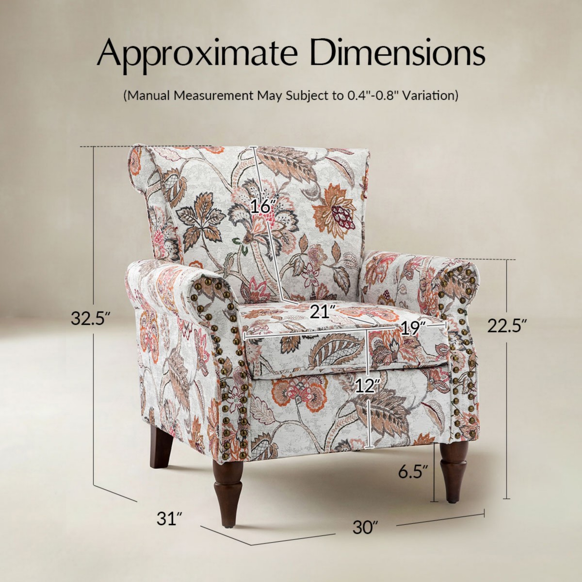 Artemisa Modern Floral Pattern Upholstered Armchair