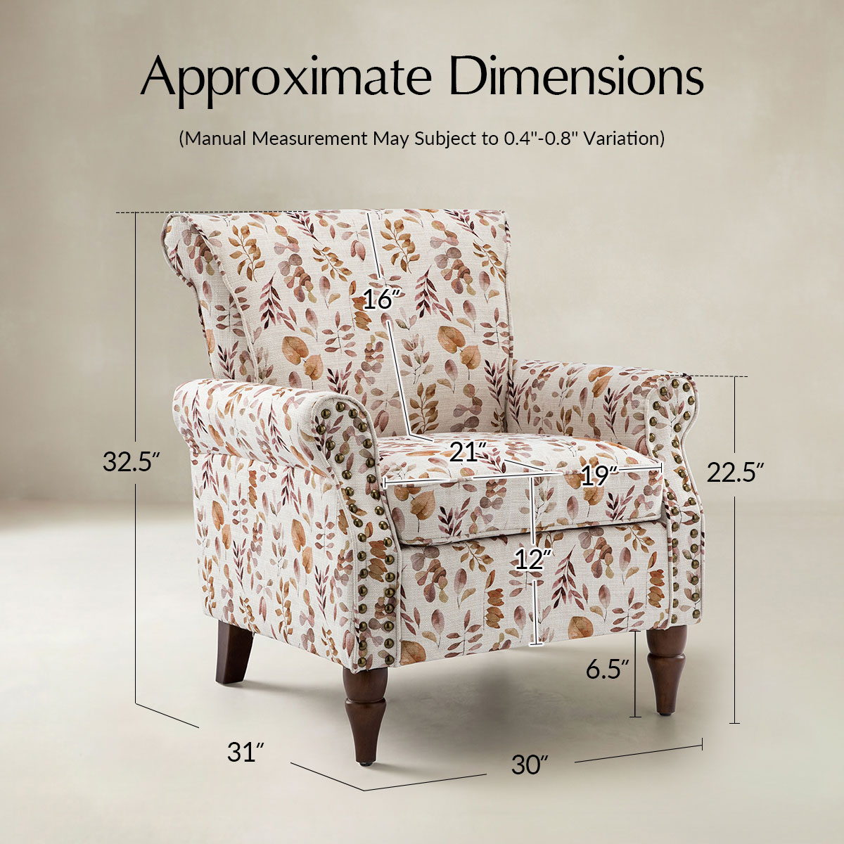 Artemisa Modern Floral Pattern Upholstered Armchair