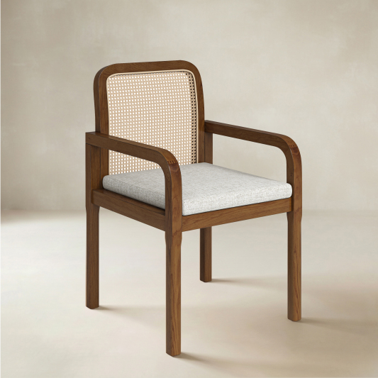 Kevin Mid Century Modern Ratten Dining Accent Chair Set of 2