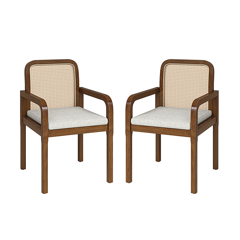 Kevin Mid Century Modern Ratten Dining Accent Chair Set of 2