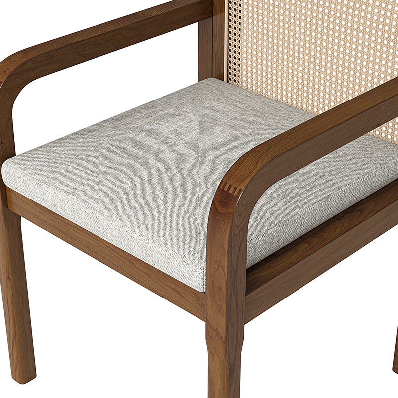 Kevin Mid Century Modern Ratten Dining Accent Chair Set of 2