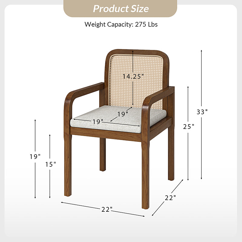 Kevin Mid Century Modern Ratten Dining Accent Chair Set of 2