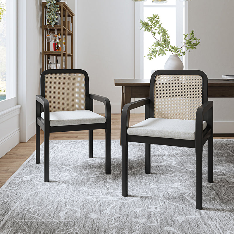 Kevin Mid Century Modern Ratten Dining Accent Chairs - HULALA HOME