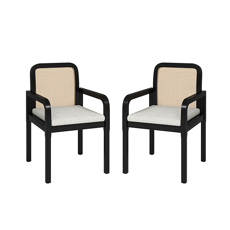 Kevin Mid Century Modern Ratten Dining Accent Chair Set of 2