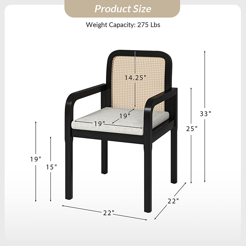 Kevin Mid Century Modern Ratten Dining Accent Chair Set of 2
