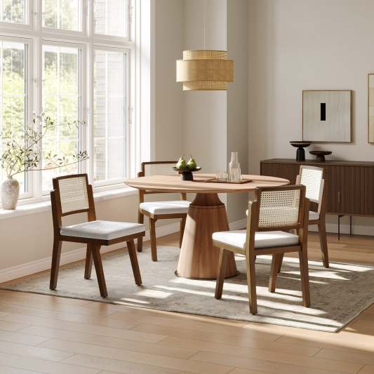 Elazar Modern Woven Rattan Backrest Dining Chair(Optional Types)