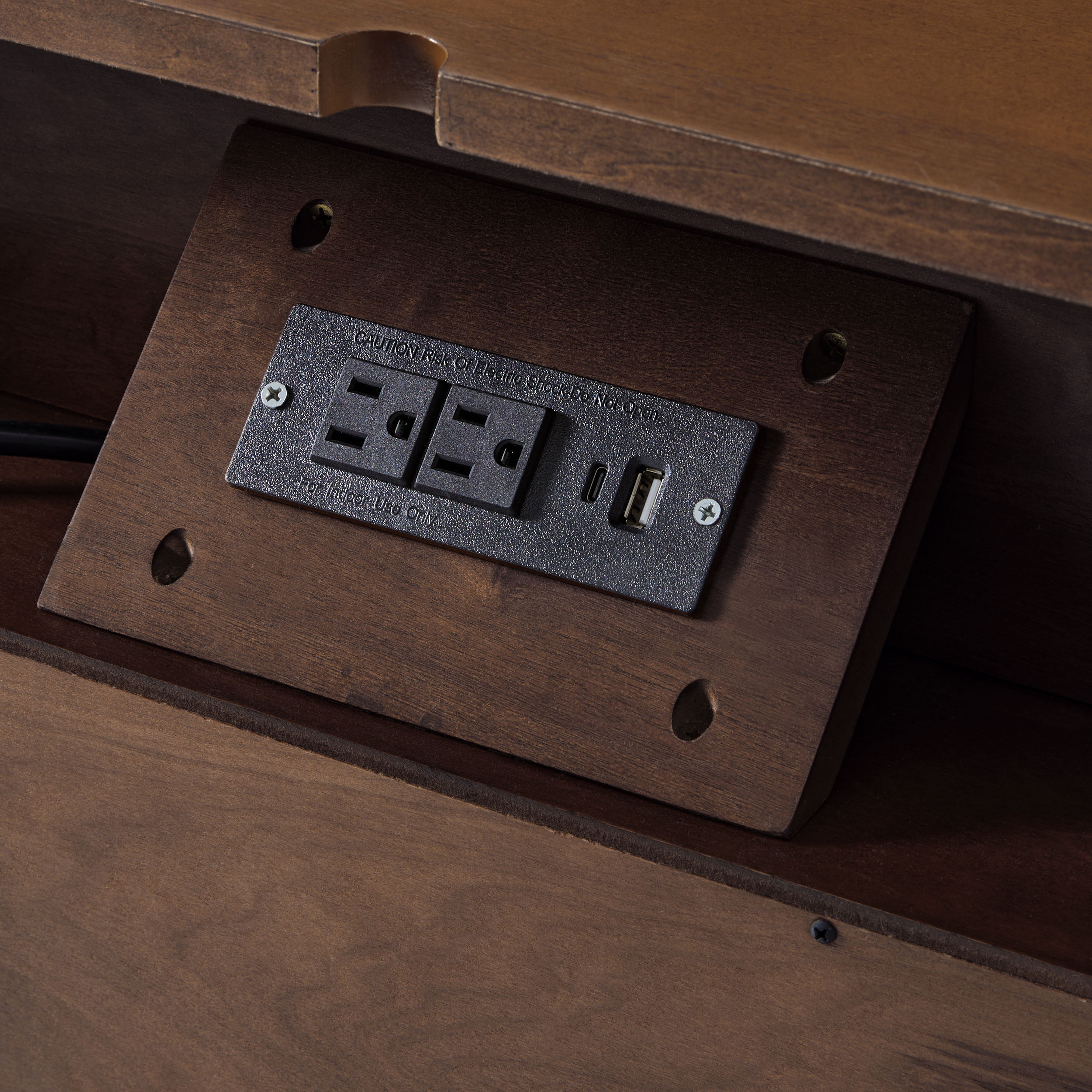 Haidee Mid-Century Modern 3-Drawer Dresser with Built-in Charging Station & Flared Legs