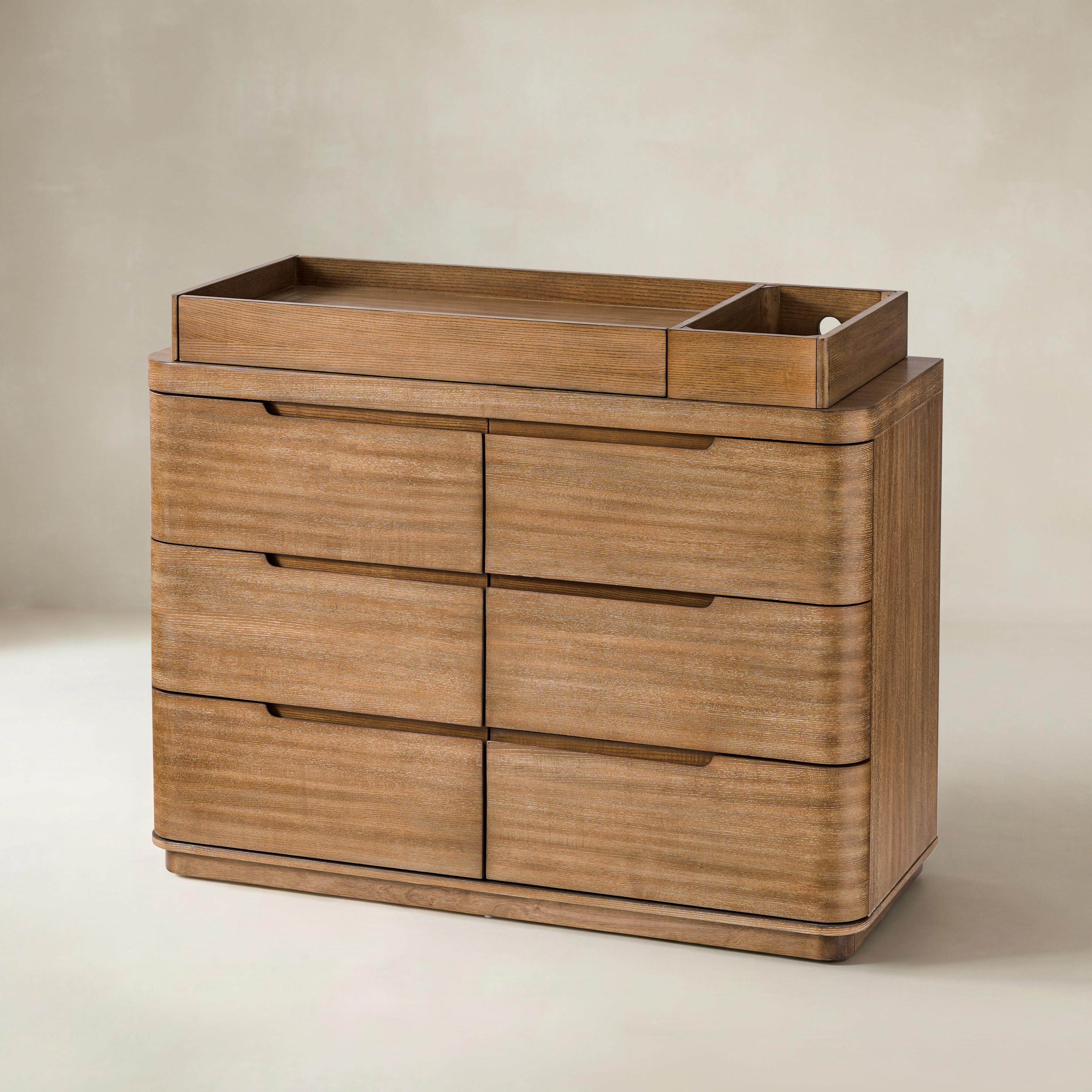Modern 6-Drawer Nursery Dresser - Wide Wooden Storage Cabinet for Bedroom & Living Room