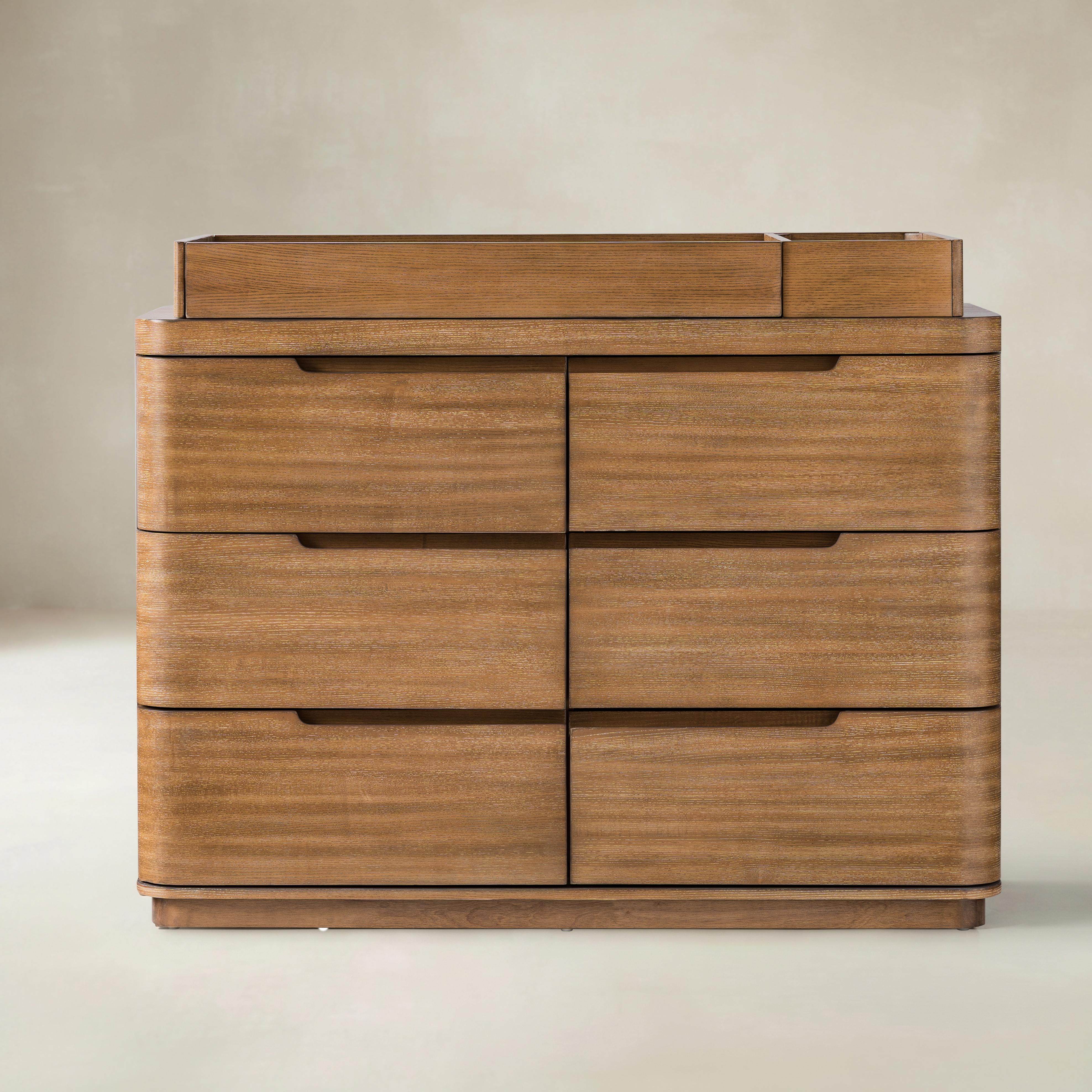 Modern 6-Drawer Nursery Dresser - Wide Wooden Storage Cabinet for Bedroom & Living Room