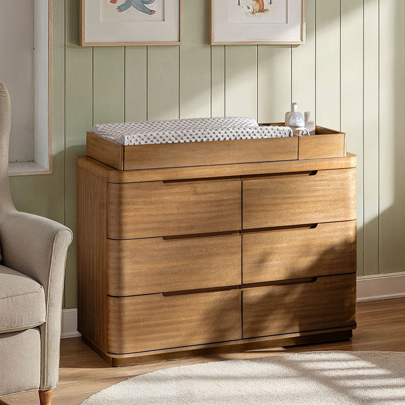 Modern 6-Drawer Nursery Dresser - Wide Wooden Storage Cabinet for Bedroom & Living Room