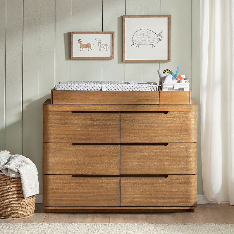 Modern 6-Drawer Nursery Dresser - Wide Wooden Storage Cabinet for Bedroom & Living Room