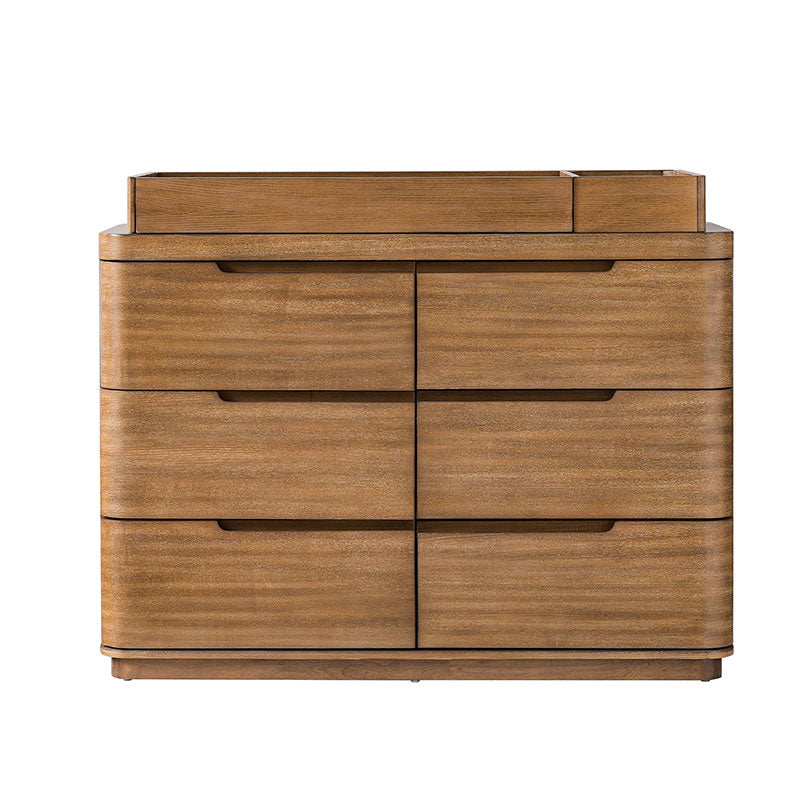 Modern 6-Drawer Nursery Dresser - Wide Wooden Storage Cabinet for Bedroom & Living Room