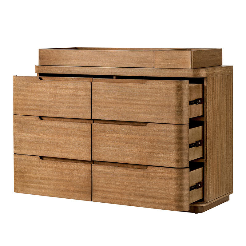 Modern 6-Drawer Nursery Dresser - Wide Wooden Storage Cabinet for Bedroom & Living Room