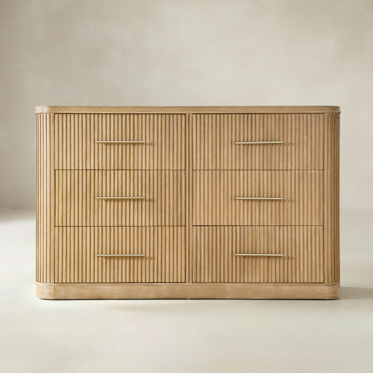 Verral Fluted Wood 6-drawer Dresser