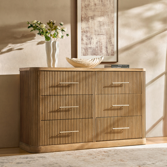 Verral Fluted Wood 6-drawer Dresser