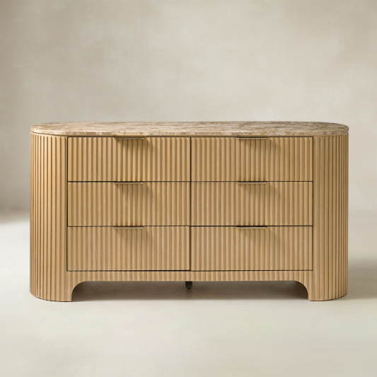 Arcua Fluted Marble Top Dresser