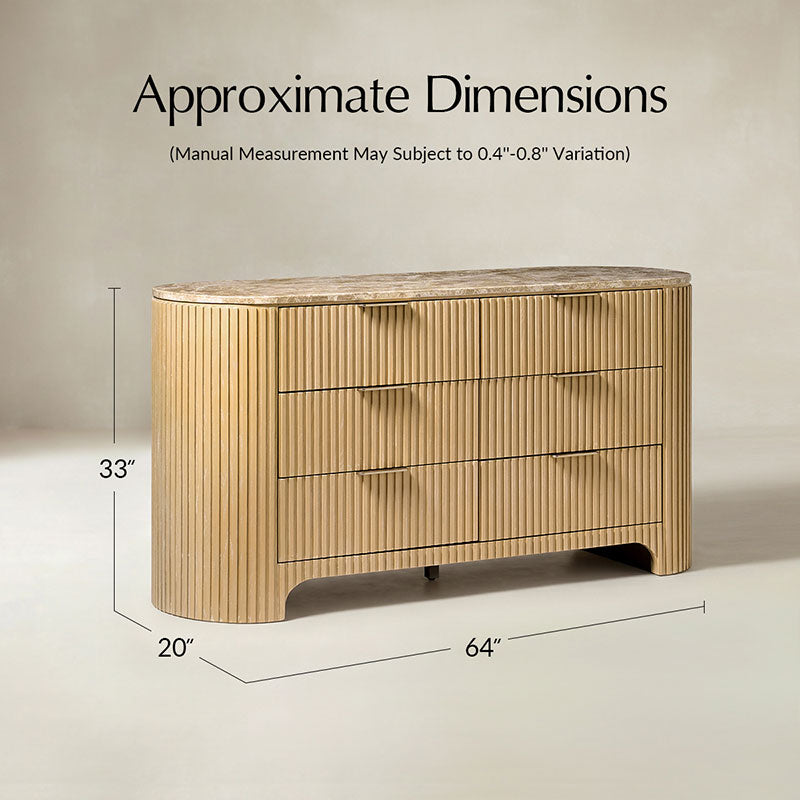 Arcua Fluted Marble Top Dresser