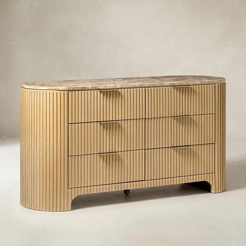 Arcua Fluted Marble Top Dresser