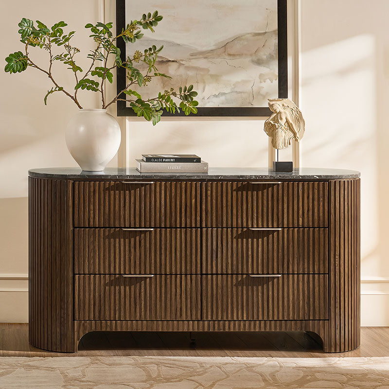 Arcua Fluted Marble Top Dresser