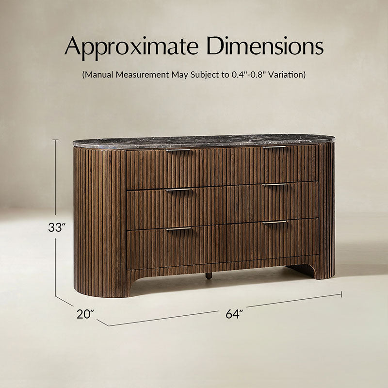 Arcua Fluted Marble Top Dresser