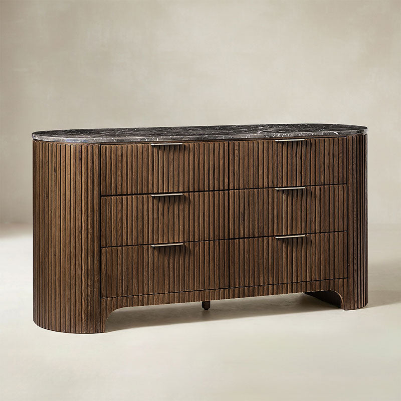 Arcua Fluted Marble Top Dresser