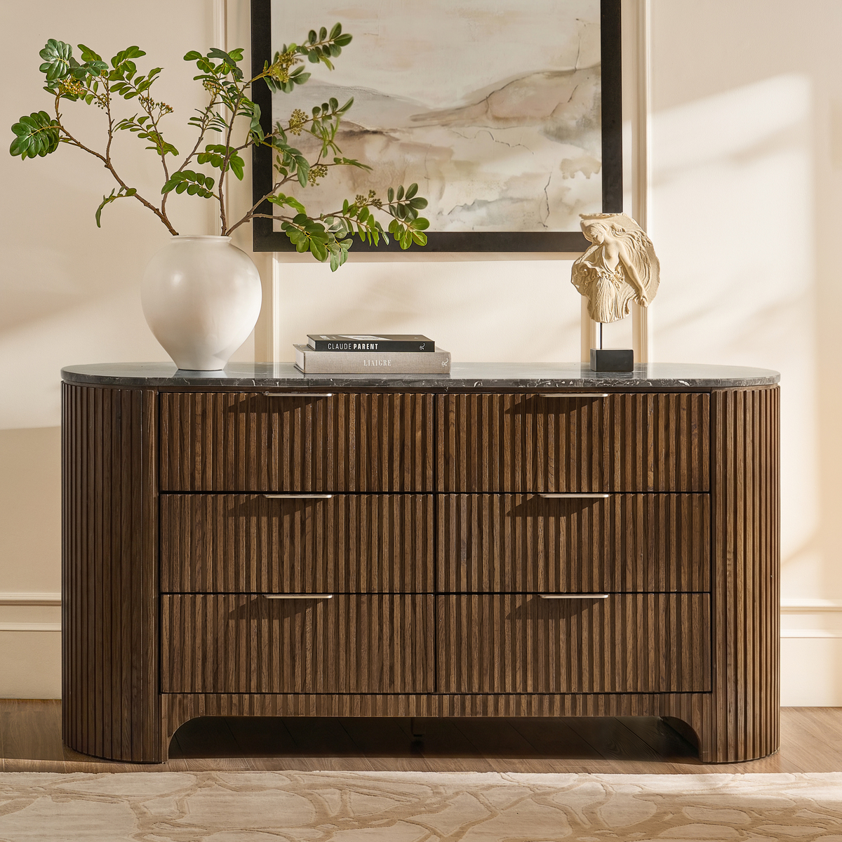 Arcua Fluted Marble Top Dresser