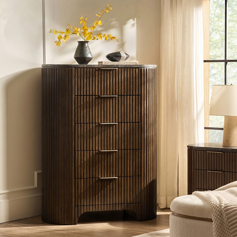 Arcua Fluted Marble Top Chest