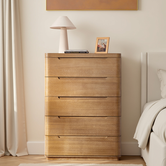 Ravona Modern Rubber Wood 5-Drawer Dresser