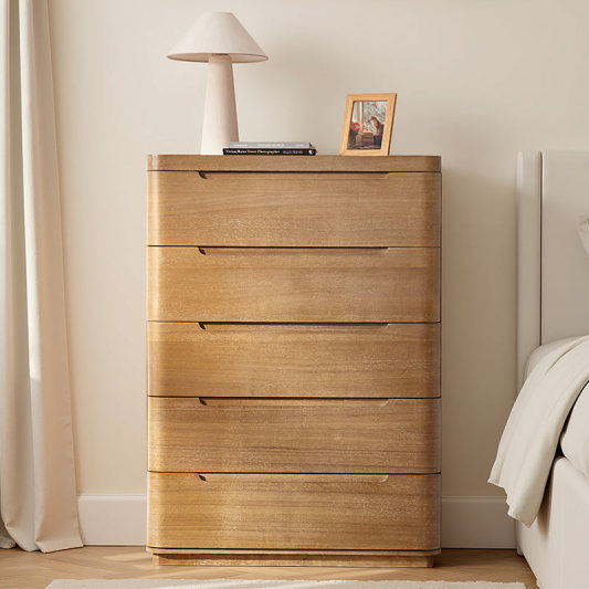 Ravona Modern Natural Wood 5-Drawer Chest