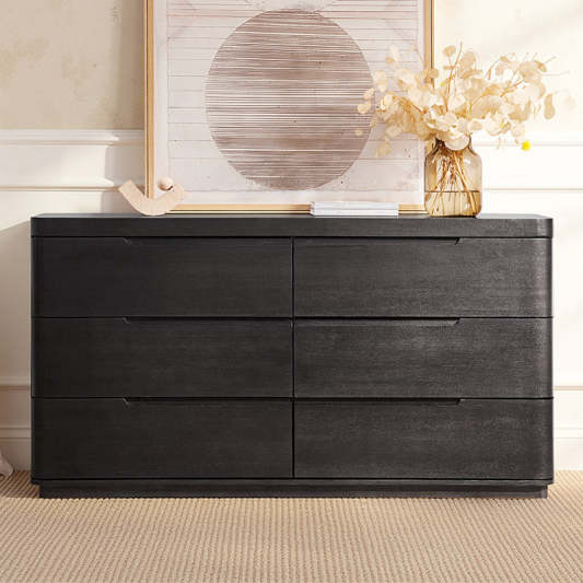 Ravona Modern Rubber Wood 6-Drawer Dresser