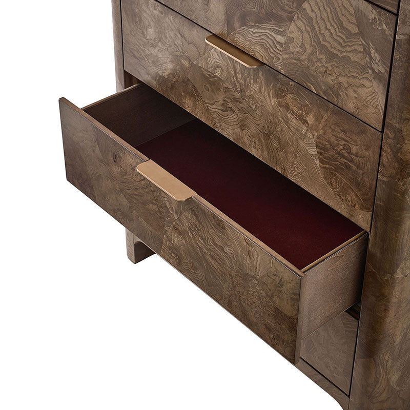 Virel Modern Marquetry 5-Drawer Chest