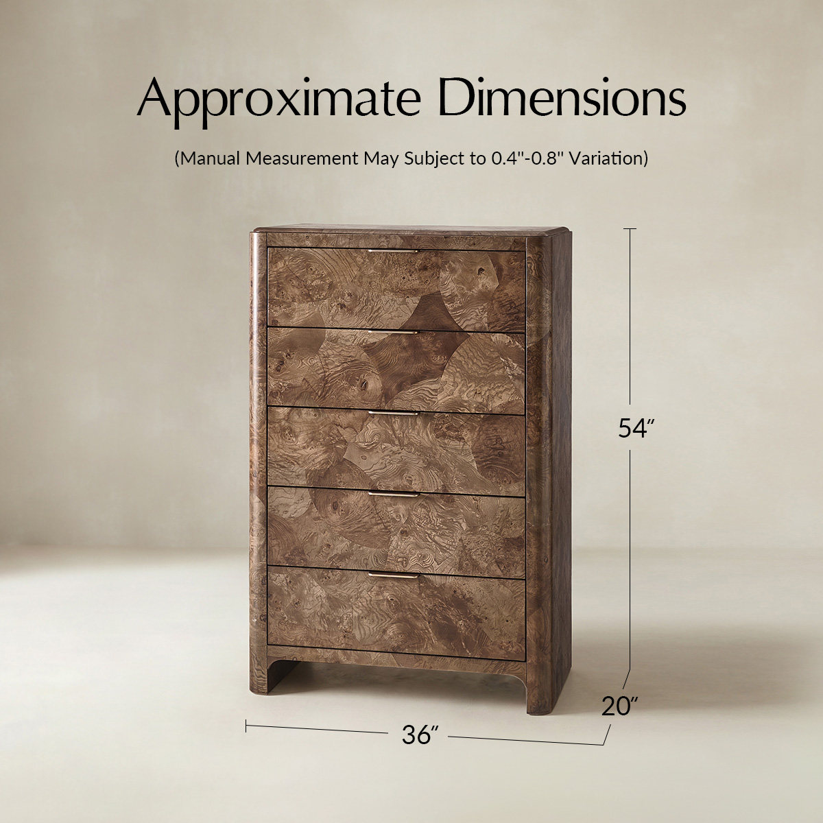 Virel Modern Marquetry 5-Drawer Chest