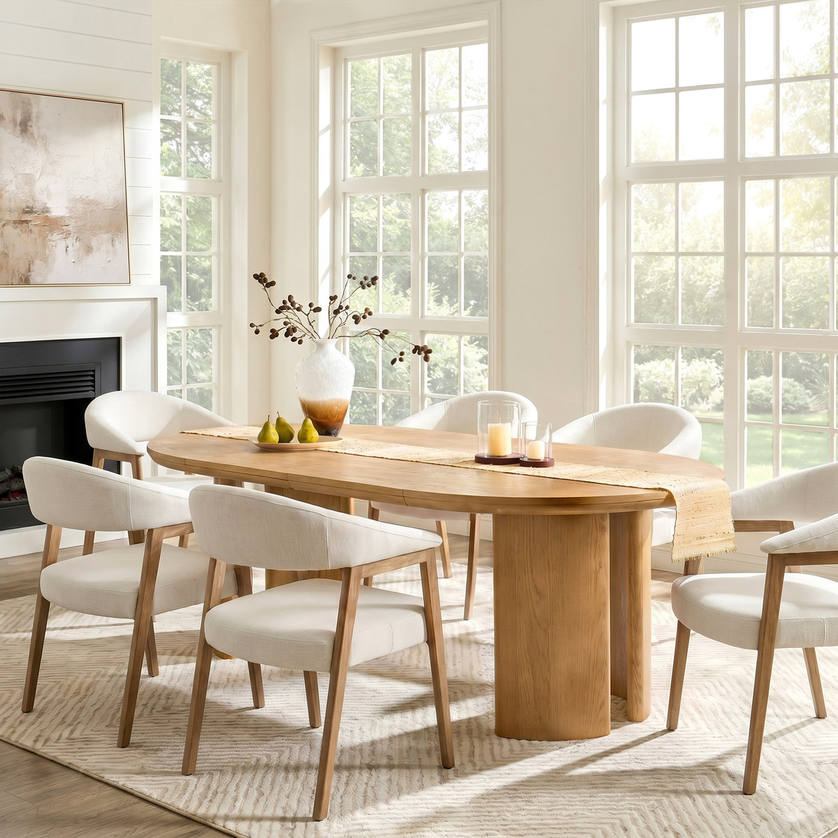 CURVAN Mid-century Modern Extendable Dining Table