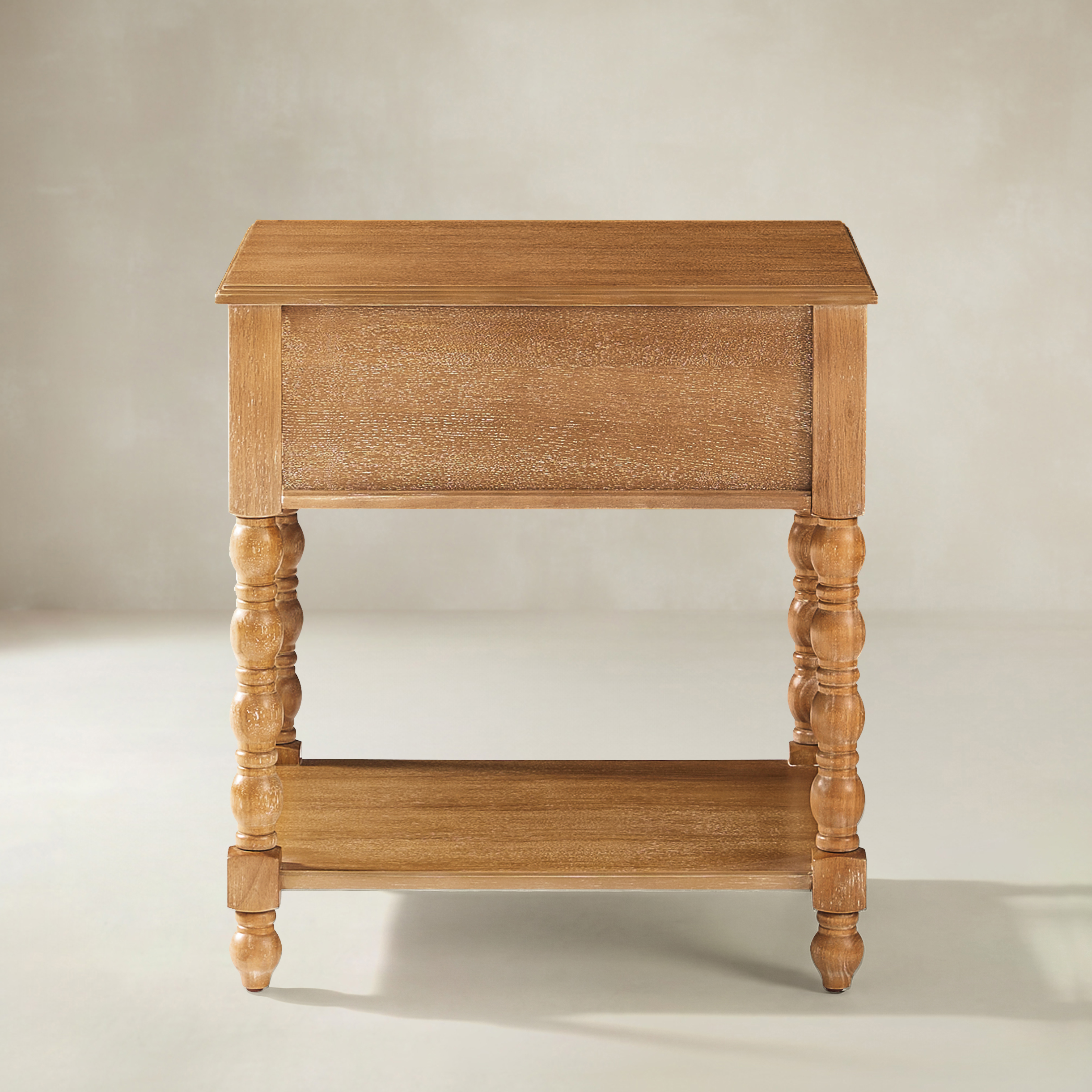 Ira 26" Tall Farmhouse Solid Wood End Table with Built-in Charging Outlets(Optional Types)