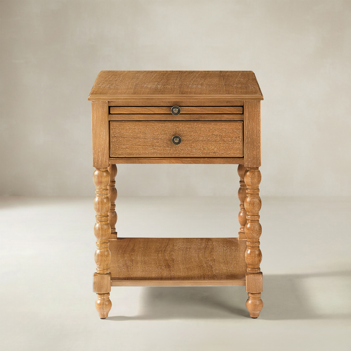 Ira 26" Tall Farmhouse Solid Wood End Table with Built-in Charging Outlets(Optional Types)