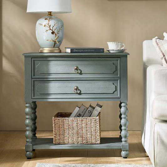 Multi-Functional Wooden End Table with USB &amp; Open Shelf(Optional Types)