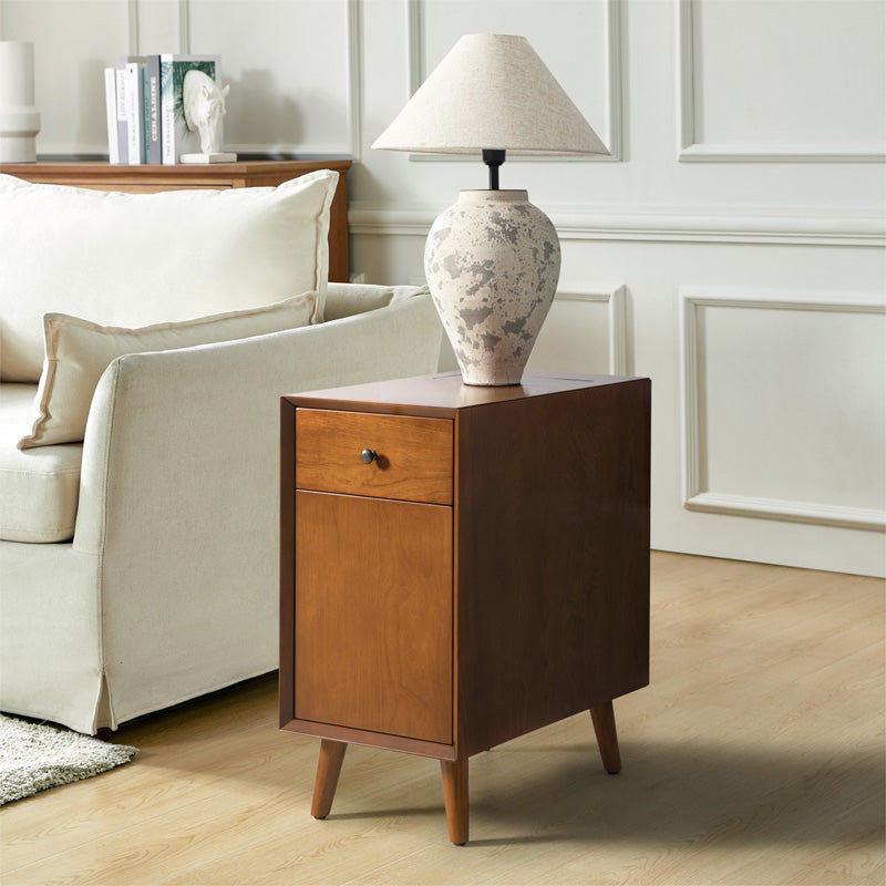 Vira End Table with Storage and Built-in Outlets - HULALA HOME
