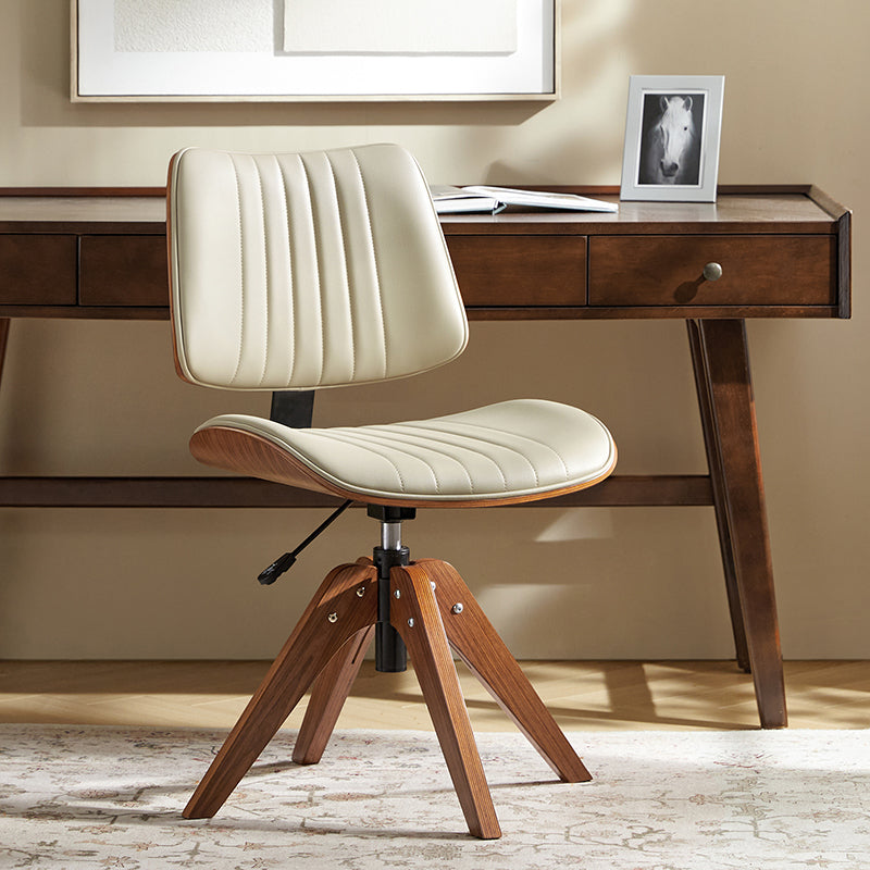 Griselda Adjustable Office Chair with Curved Wood Backrest