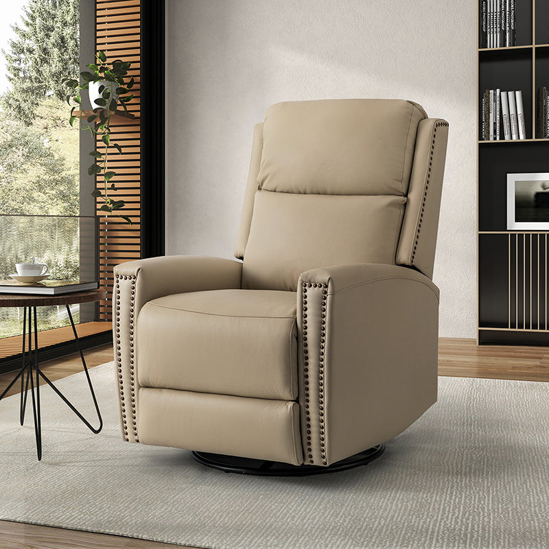 Aniceta 30.31" Wide Genuine Leather Swivel Rocker Glider Recliner