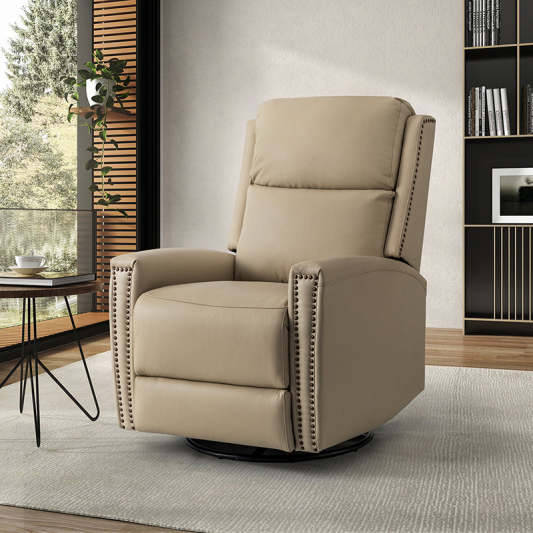 Aniceta 30.31" Wide Genuine Leather Swivel Rocker Glider Recliner