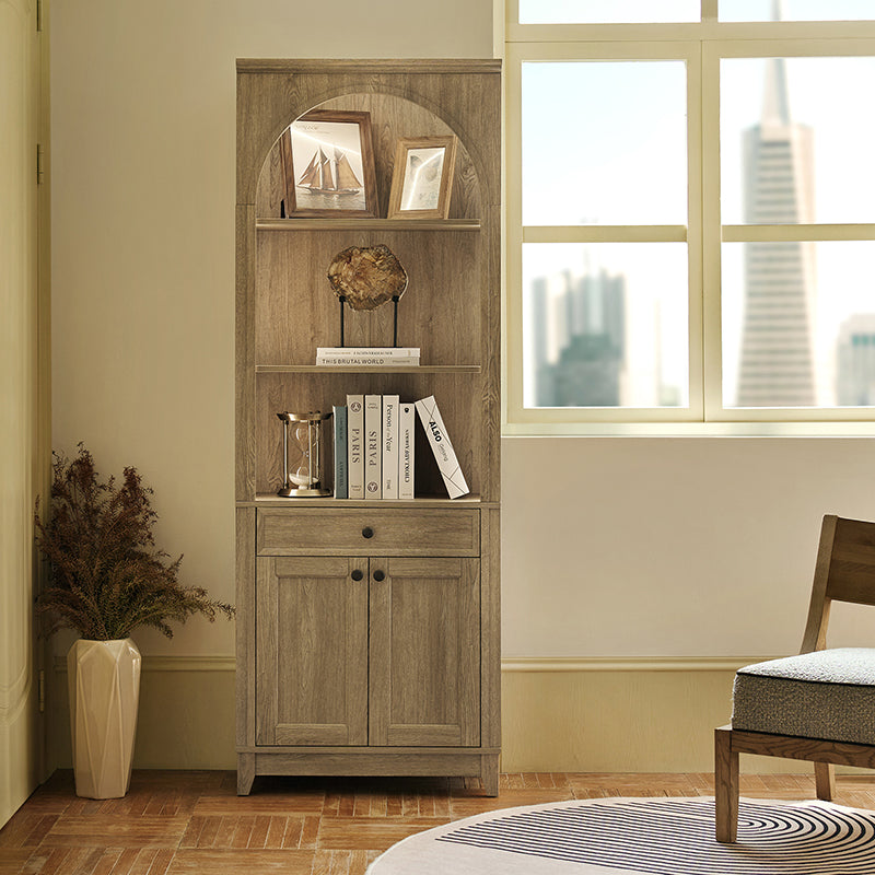 Julia Farmhouse LED Bookcase with Drawer & Cabinet - HULALA HOME