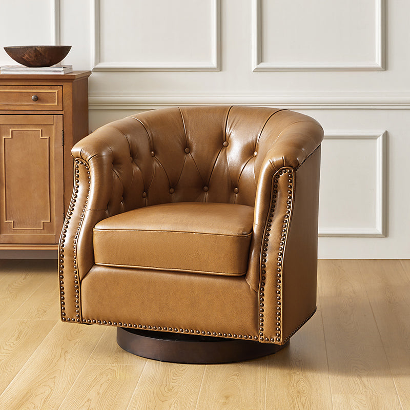 Morris Chesterfield Traditional Rocker Button-Tufted Design Swivel Chair - HULALA HOME