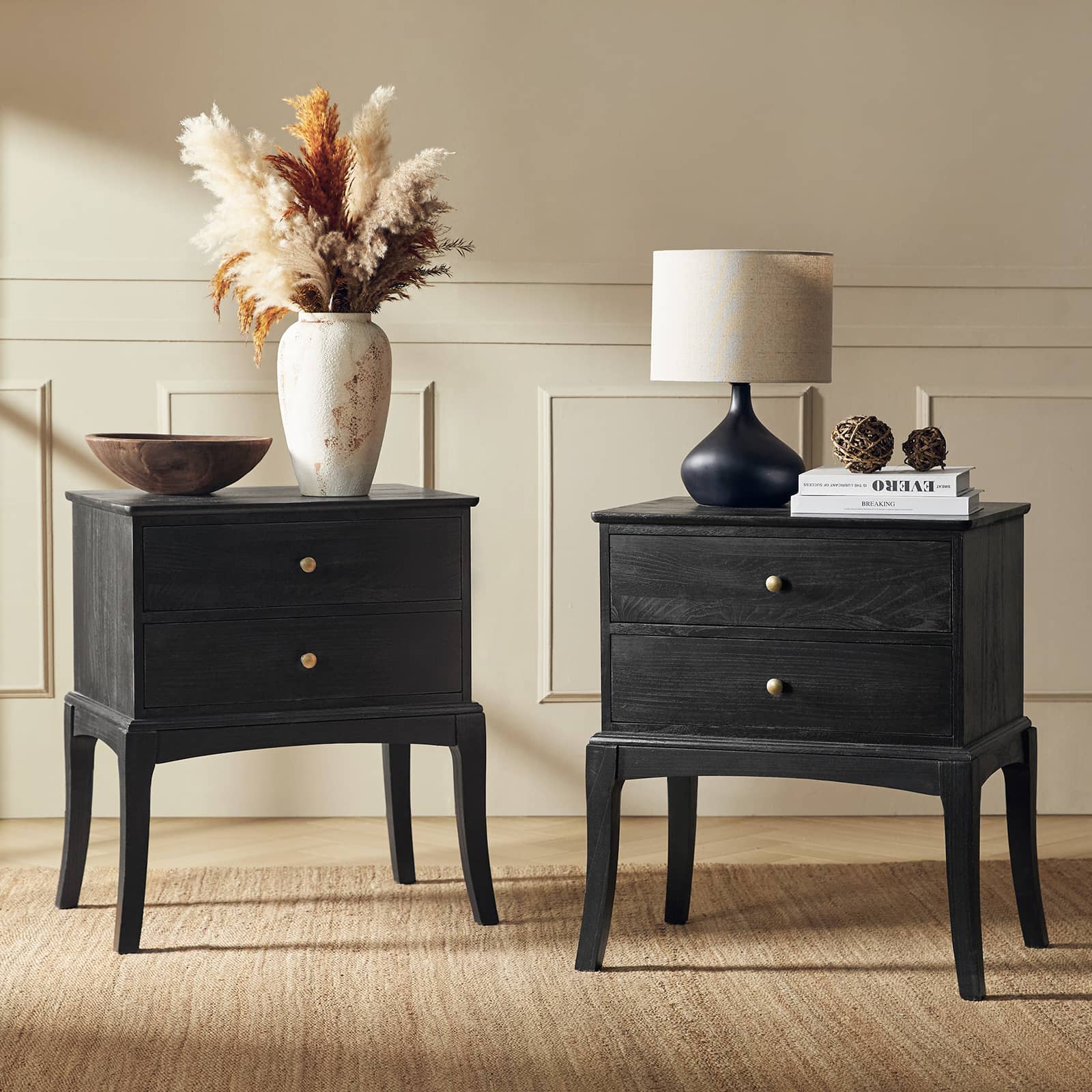 Dominique 28" Tall Solid Wood End Table with Hidden Outlet