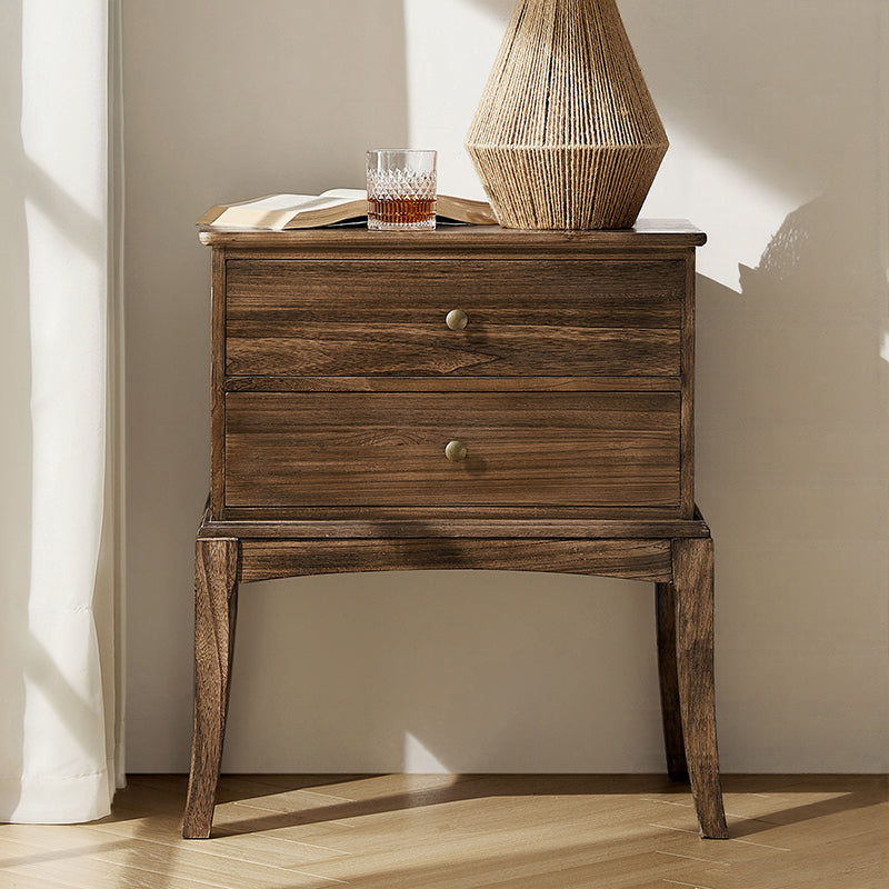 Dominique 28"Tall 2-Drawer Solid Wood End Table - HULALA HOME