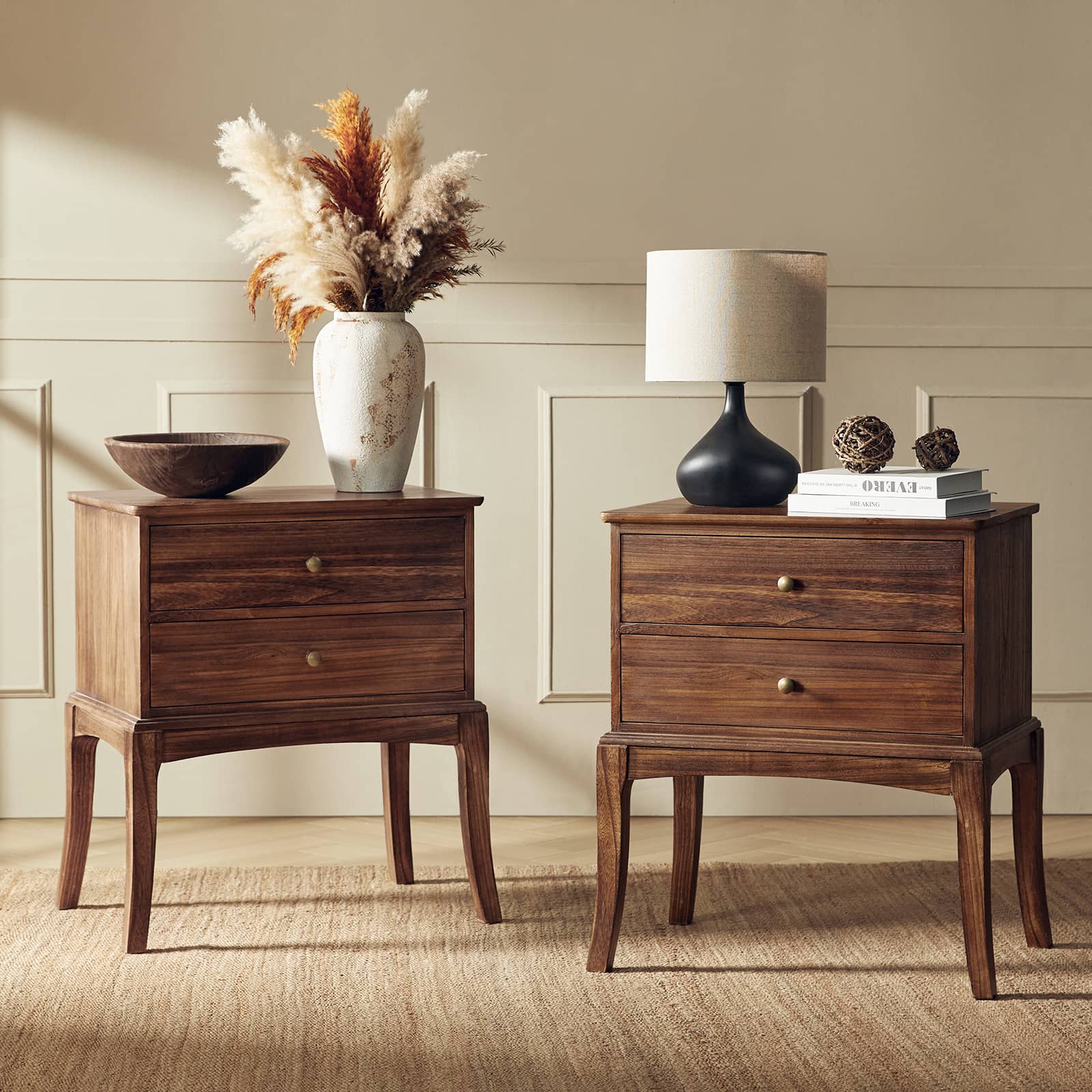Dominique 28" Tall Solid Wood End Table with Hidden Outlet
