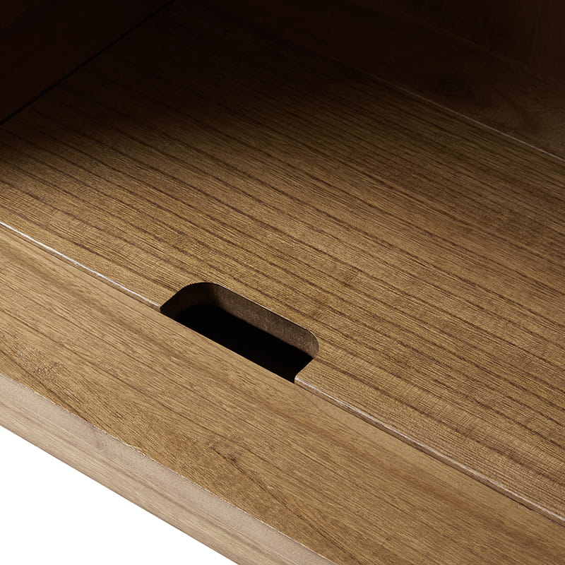 Lina Modern Solid Wood End Table with Charging Station – Slatted Bedside Table with Hidden Storage(Optional Types)