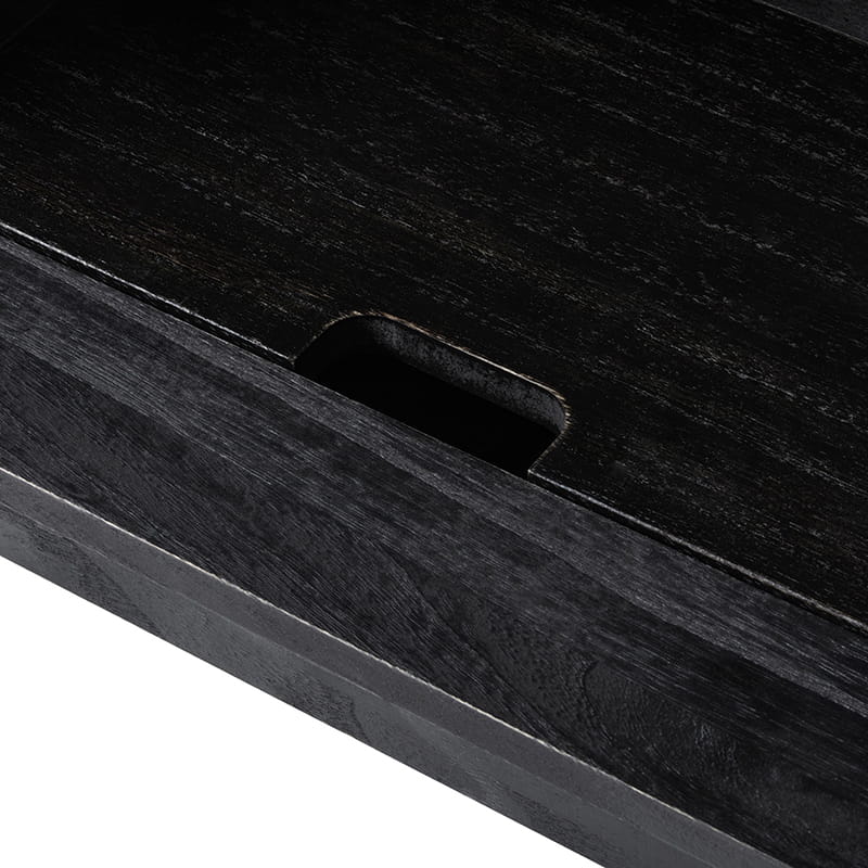 Lina Modern Solid Wood End Table with Charging Station – Slatted Bedside Table with Hidden Storage(Optional Types)