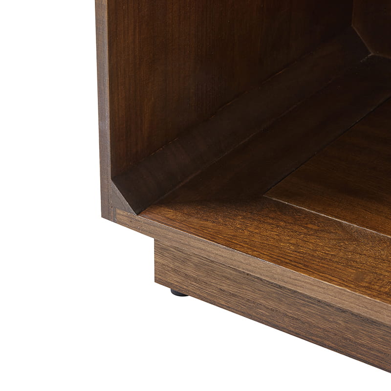 Lina Modern Solid Wood End Table with Charging Station – Slatted Bedside Table with Hidden Storage(Optional Types)